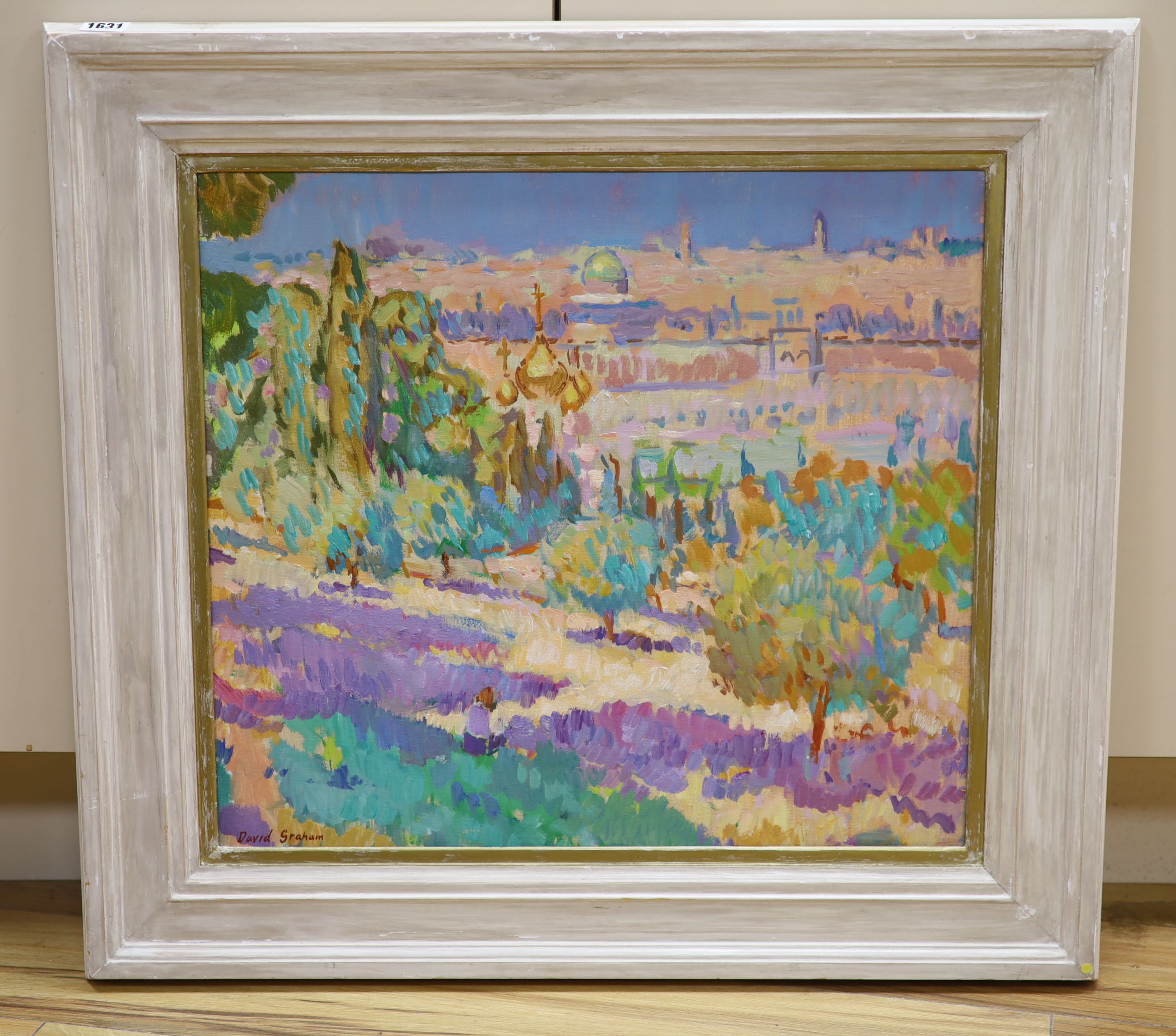 David Graham, oil on canvas, Overlooking Jerusalem, signed, 48 x 54cm
